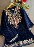 Graceful Elegance with Zari Embroidery & Velvet Accents