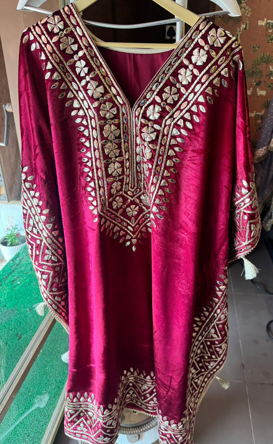 Velvet Majesty with Exquisite Gotta Patti Details Pink