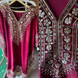 Velvet Majesty with Exquisite Gotta Patti Details Pink