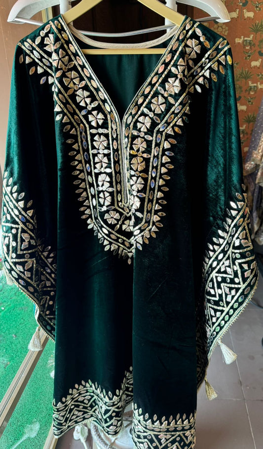 Velvet Majesty with Exquisite Gotta Patti Details Green