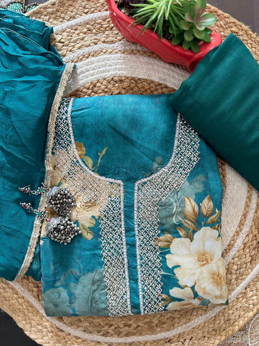 Floral Beauty Enhanced with sparkling stone work