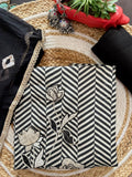 Stylish Black Cotton Suit with Patchwork & Lace Dupatta