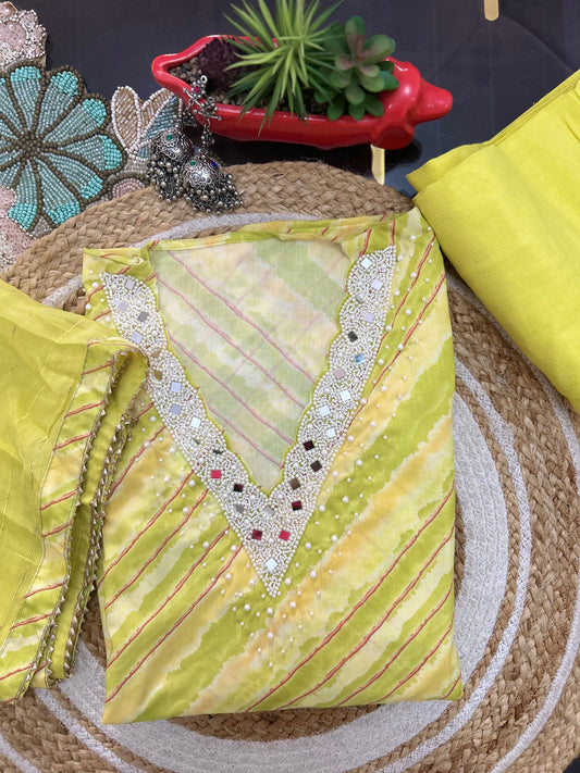 Charming Georgette Suit with Pearl & Mirror Detailing