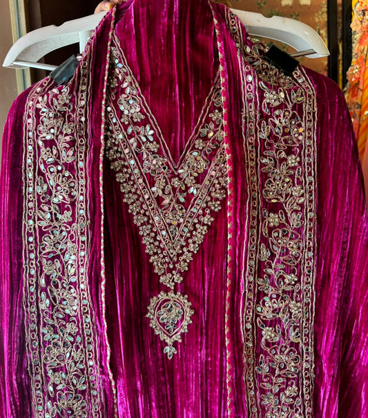 Timeless Grace in Crushed Velvet with Mirror & Dori Detailing