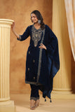 Regal Velvet Suit with Moti, Sequin & Embroidery Work