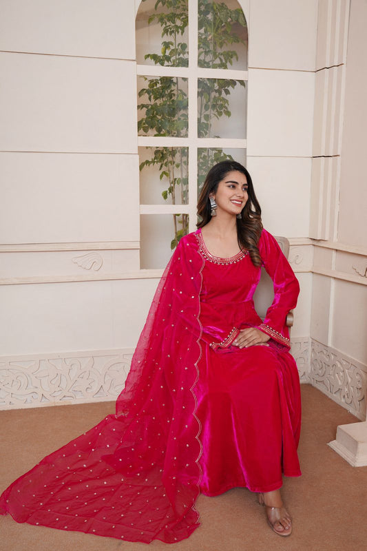 Luxurious Velvet Anarkali Suit