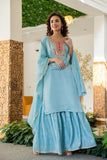 Graceful Chiffon suit with stylish neck design