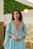 Graceful Chiffon suit with stylish neck design