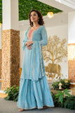 Graceful Chiffon suit with stylish neck design