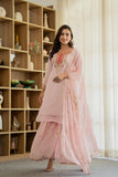 Graceful Chiffon suit with stylish neck design