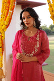 Graceful Crush Tissue Kurta with Organza Dupatta and Plain Bottom