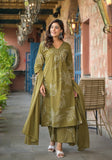 Chic Cotton Kurta Suit with Sequins, Plain Dupatta, and Pant-Style Bottom