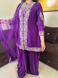 Royal Purple Embroidered Sharara Suit