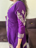 Royal Purple Embroidered Sharara Suit