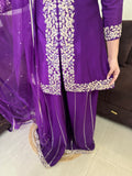 Royal Purple Embroidered Sharara Suit
