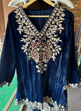 Graceful Elegance with Zari Embroidery & Velvet Accents