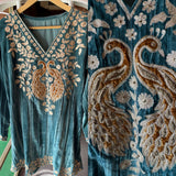 Graceful Elegance with Zari Embroidery & Velvet Accents