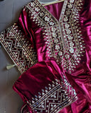 Velvet Majesty with Exquisite Gotta Patti Details Pink