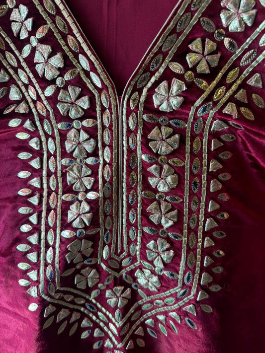 Velvet Majesty with Exquisite Gotta Patti Details Pink