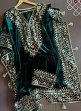 Velvet Majesty with Exquisite Gotta Patti Details Green