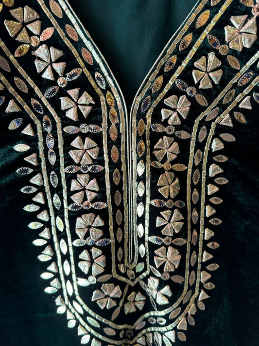 Velvet Majesty with Exquisite Gotta Patti Details Green