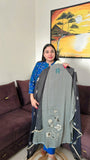 Stylish Black Cotton Suit with Patchwork & Lace Dupatta