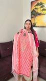 Graceful Georgette Suit with Intricate Neck Detailing and Contrast Dupatta