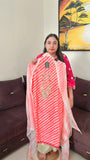 Graceful Georgette Suit with Intricate Neck Detailing and Contrast Dupatta
