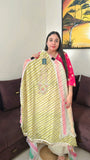Graceful Georgette Suit with Intricate Neck Detailing and Contrast Dupatta