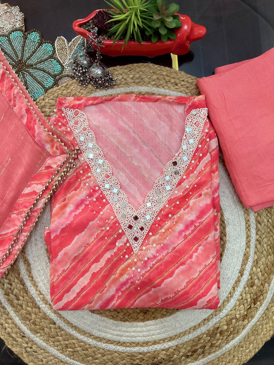 Charming Georgette Suit with Pearl & Mirror Detailing