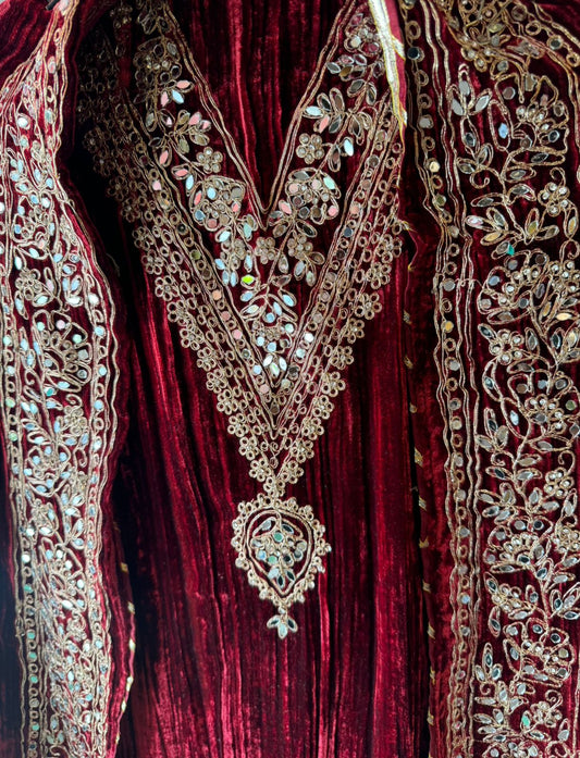 Timeless Grace in Crushed Velvet with Mirror & Dori Detailing
