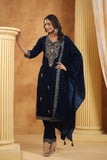 Regal Velvet Suit with Moti, Sequin & Embroidery Work