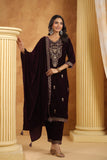 Regal Velvet Suit with Moti, Sequin & Embroidery Work