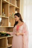 Graceful Chiffon suit with stylish neck design