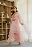 Graceful Chiffon suit with stylish neck design