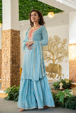 Graceful Chiffon suit with stylish neck design
