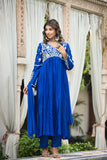 Royal Blue Silk Kurti with Exquisite Embroidery