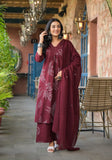 Chic Cotton Kurta Suit with Sequins, Plain Dupatta, and Pant-Style Bottom