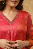 Elegant Straight Kurta in Shimmer Tissue Fabric with Matching Bottom and Dupatta