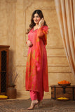 Elegant Straight Kurta in Shimmer Tissue Fabric with Matching Bottom and Dupatta