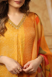Elegant Straight Kurta in Shimmer Tissue Fabric with Matching Bottom and Dupatta