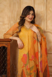 Elegant Straight Kurta in Shimmer Tissue Fabric with Matching Bottom and Dupatta