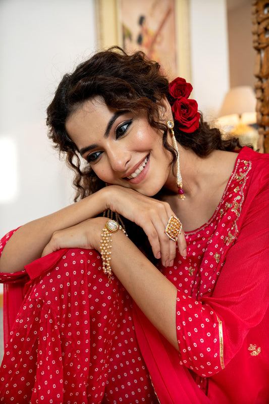 Chic Front Slit Kurti with Sharara and Dupatta