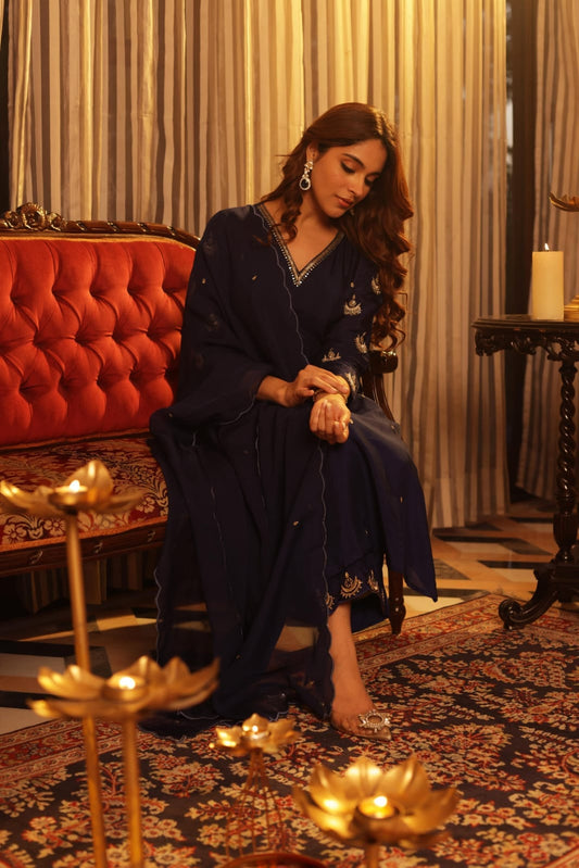 Luxurious Russian Silk Kurta Set with Coordinated Pant and Dupatta