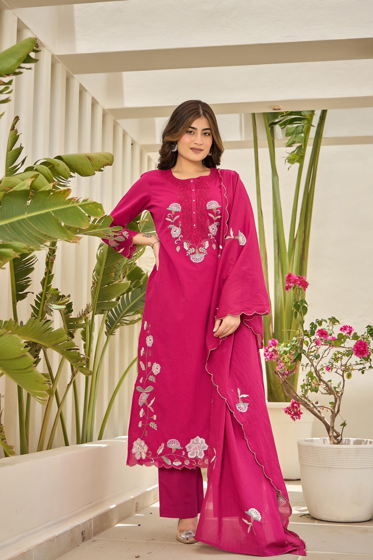 Floral Charm in Cotton Kurti Set